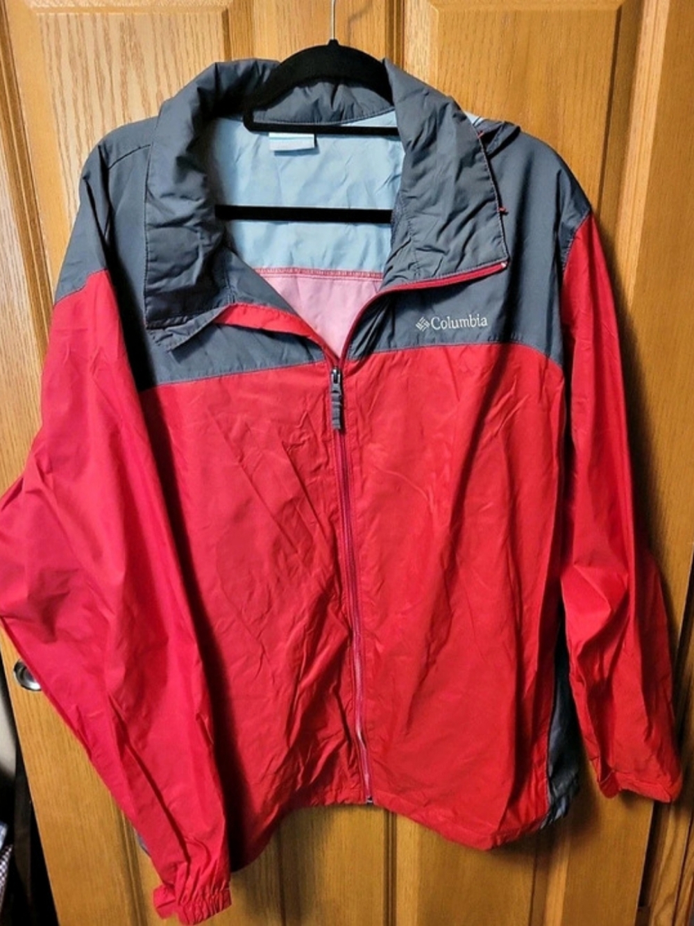 Columbia Color Block Windbreaker Red & Gray XXL